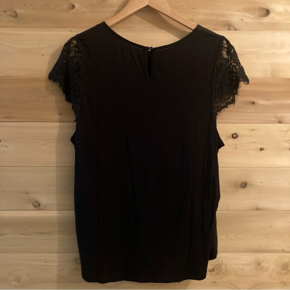 Merona black blouse with lace cap sleeves - Picture 6 of 8